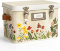 1Canoe2 Wildflower Botanicals Tin Seed Organizer Storage Box Garden Seed Packet Vault Container Gardening Supplies Greenhouse Accessories Gardening Gifts for Women