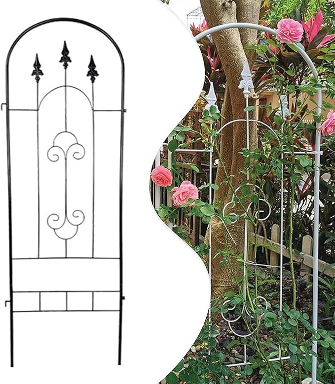 Metal Garden Trellis Climbing Clematis Plant Support Frame Large House Plant Trellis Indoor Heavy Duty Rustproof Black Iron Plant Trellis for Potted Plants SupportBlack150cm