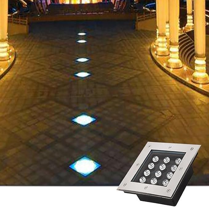 Outdoor Buried Lights - Ground LED Landscape Lamp Square Embedded LED Spotlight IP67 Waterproof Ground Lights for Terrace Courtyard Paths Sidewalks IlluminaGreen-36w