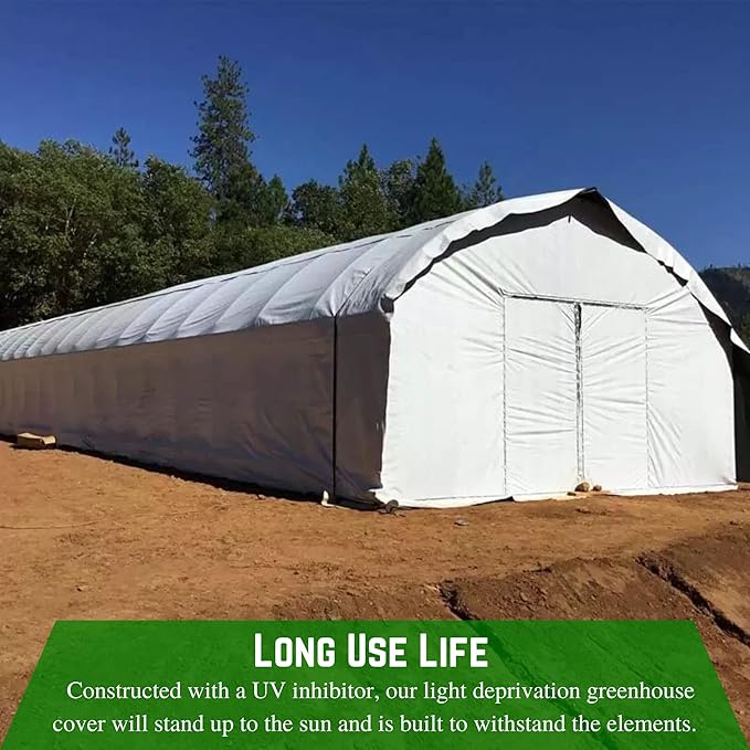 Farm Plastic Supply - Panda Film Light Deprivation Greenhouse Cover - 6 mil - (30' x 75') - 100% Blackout Tarp Black White Plastic Sheeting Green House Poly Film