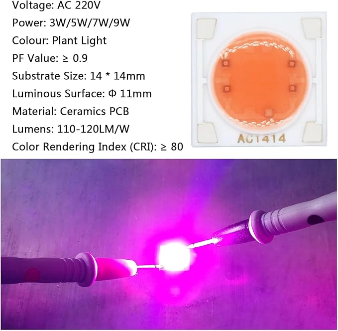 5pcs COB LED Ceramics Chip No Need Driver AC220V 3W 5W 7W 9W Lamp Bead for DIY Plant Grow Light LED Bulb Floodlight Spotlight(7W 5pcs)