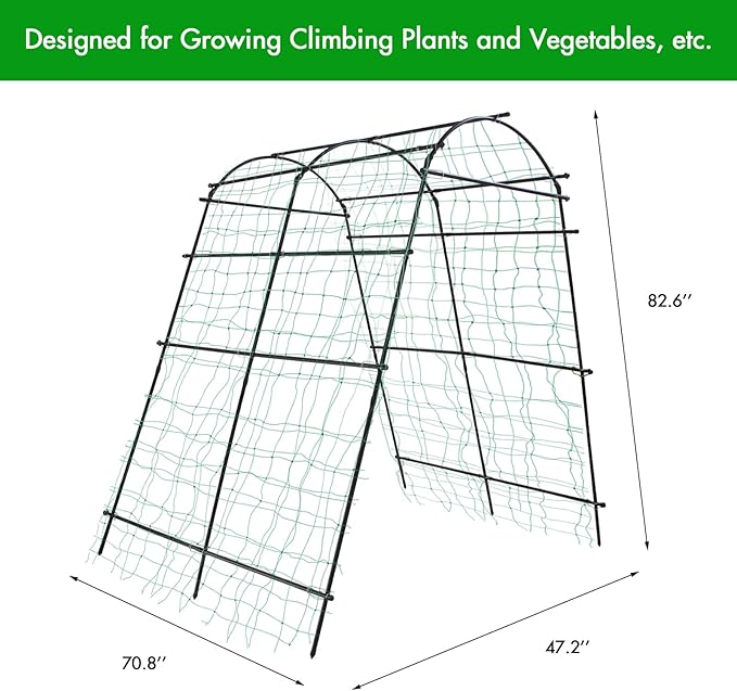 7 Ft Extra Tall Garden Arch Trellis for Climbing Plants Outdoor Lightweight Metal+PE Coated Garden Arch Trellis Plant Stand for Climbing Vines Lawn Tower &amp Garden Support Structure