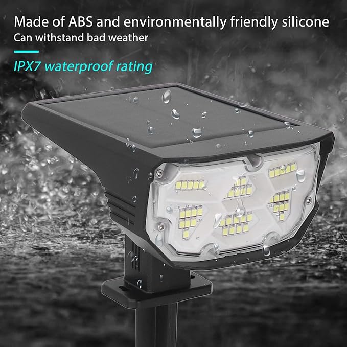 Topyond IPX7 Waterproof Solar Landscape Spot Light with 4 Brightness Settings for Outdoor Patio
