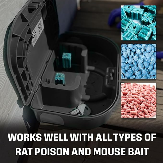 Exterminators Choice Mouse Bait Station Kit - Heavy-Duty Indoor &amp Outdoor Use - Bait Stations for Yard - Secure Key-Lock Design - Pack of 6 1 Key Black 4.75in x 3.5in x 1.25in