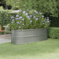 Garden Raised Bed Powder-Coated Steel 88.2x31.5x26.8 SilverWeight:31.7lbs318957