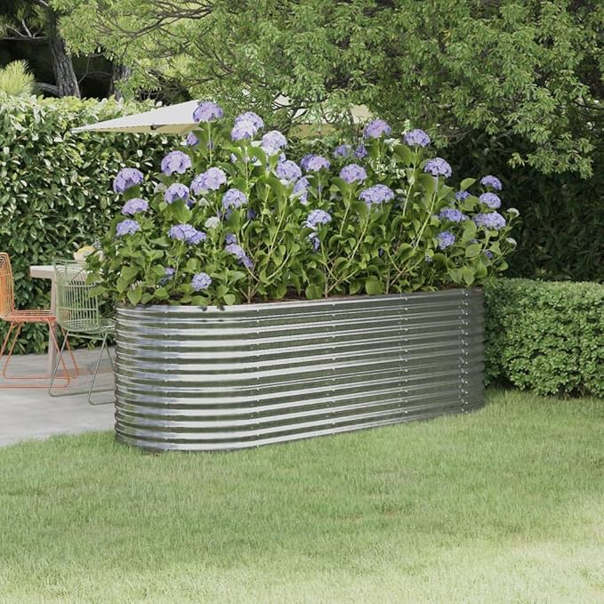 Garden Raised Bed Powder-Coated Steel 88.2x31.5x26.8 SilverWeight:31.7lbs318957