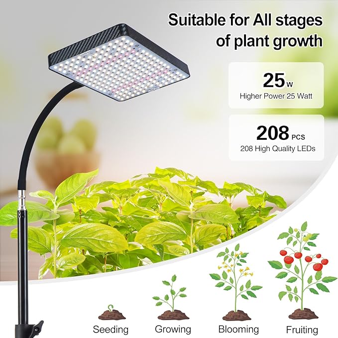 2026 Grow Light with Stand for Indoor Tall Plants Bonsai Tree 4/8/12/16/20H Timer Bright Natural Sunlight Full Spectrum 25 Watt Power Draw NO Need Adapter 24-64 Height Adjustable