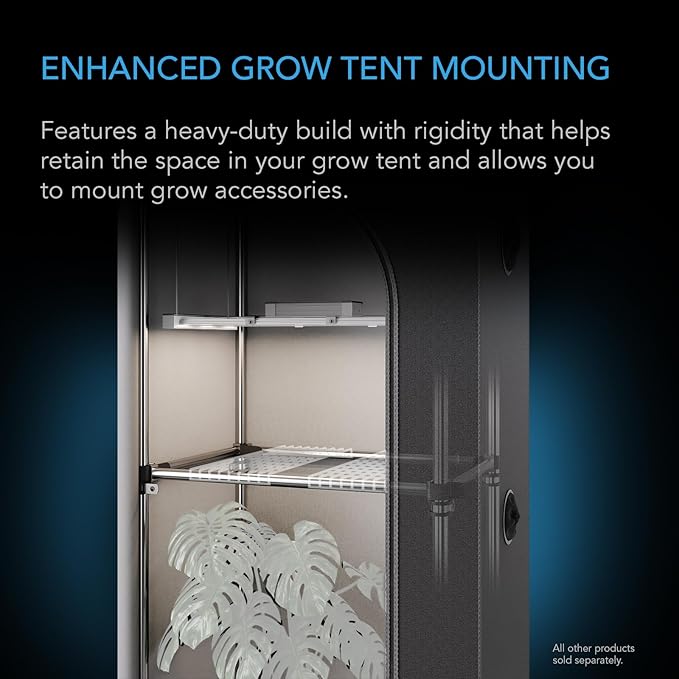AC Infinity Heavy-Duty Grow Tent Mounting Bars 3x3' High Airflow CFM Kit Prevents Walls from Sucking in Trellis and Supplemental Lights Mounting for All 3x3 Indoor Grow Tents