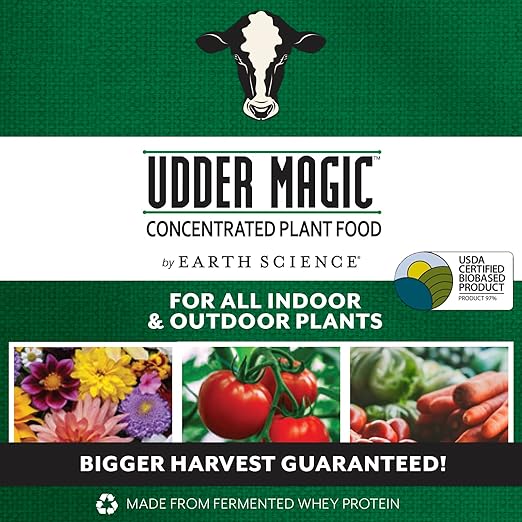 Earth Science Udder Magic Concentrated Plant Food for Indoor &amp Outdoor Plants— 30 oz—Nutrient Rich Fertilizer for Bigger Harvests &amp Blooms - Seed Starter for Vegetables Flowers Herbs Succul