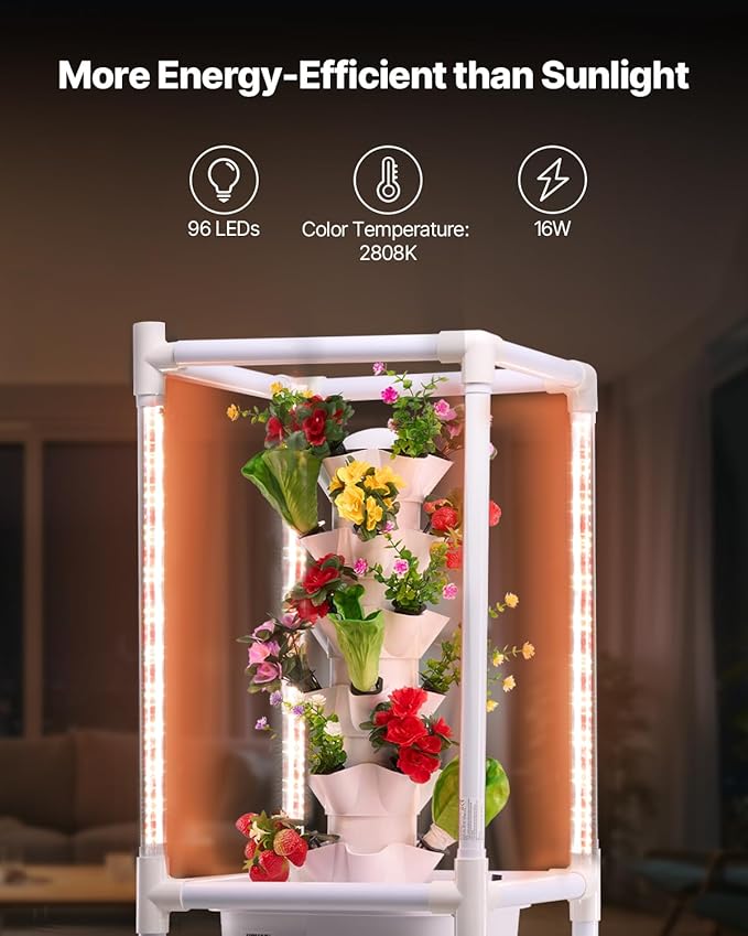 VEVOR Hydroponic Growing System with Grow Light 30 Pods Vertical 6 Tiers Hydroponic Tower Home Hydronic Garden with Water Pump Plants Germination Kit for Indoor Herbs Fruits and Vegetables