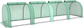Outsunny 13' x 3' x 2.5' Mini Greenhouse Portable Tunnel Green House with Roll-Up Zippered Doors UV Waterproof PE Cover Steel Frame Green