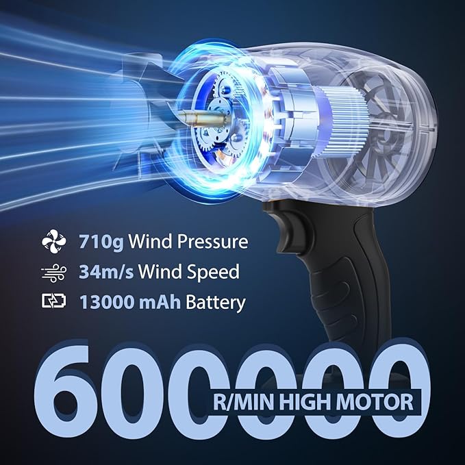 Leaf Blower Cordless 600000RPM Handheld Electric Leaf Blower Lightweight with 2 Batteries &amp Charger for Snow Patio Cleaning Lawn Care Blowing Leaves Dust Snow