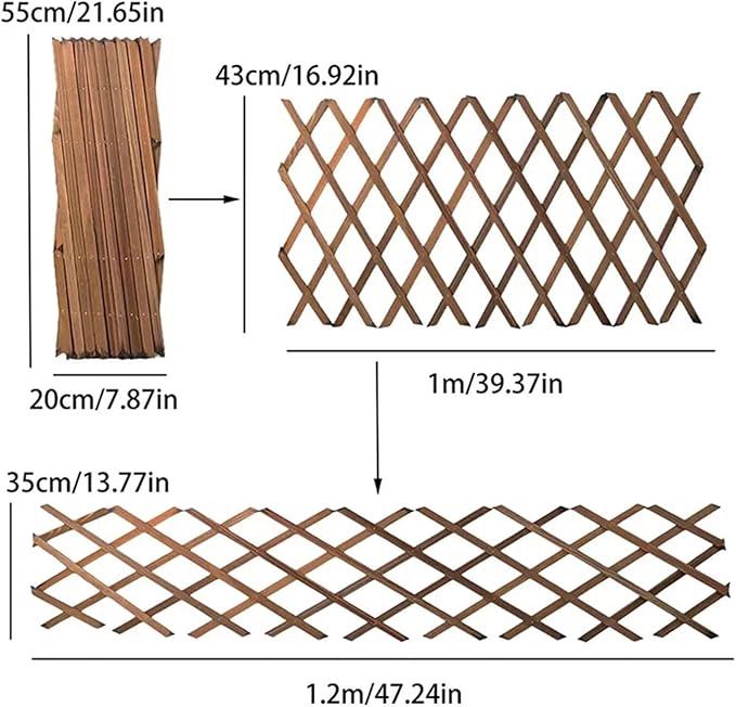 Expandable Garden Trellis Retractable Plant Climbing Pergola Garden Fence Decorative Outdoor Wall Hanging Balcony Terrace Pet Barrier(55HWP)