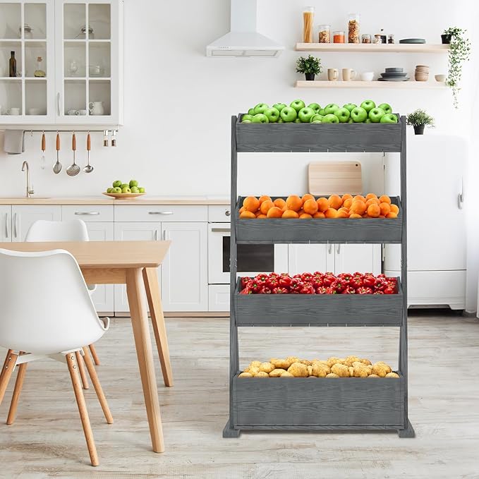 DoCred Vertical Wooden Raised Garden Bed 4 Tier Garden Planters Freestanding Wood Plant Stand Flower Rack Wooden Planter Box for Plants Herbs Flowers Vegetables Outdoor Indoor Gardening