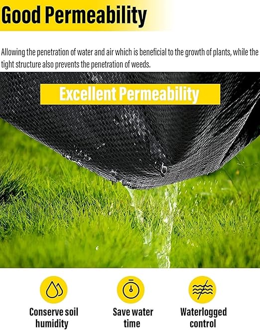 Premium Heavy Duty Weed Barrier Fabric - 0.4m/0.6m/1m/1.2m/1.5m Wide Ground Cloth - Nonwoven Black Weed Membrane(1.2mx80m)
