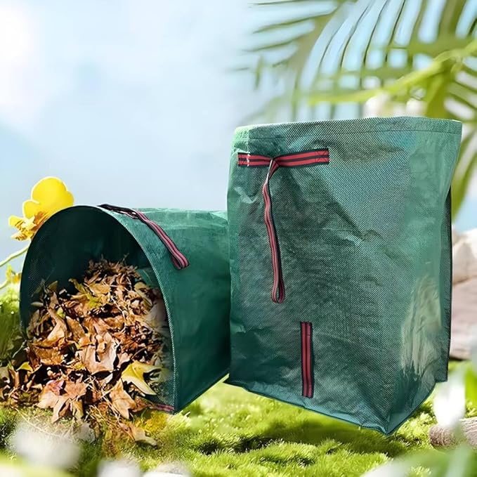 72 Gallon Garden Bag for Debris 2-Pack Yard Waste Bag with Large Dustpan-Style Opening Includes Gardening Gloves | Collapsible Container for Leaves Grass Clippings Parties Laundry &amp Camping