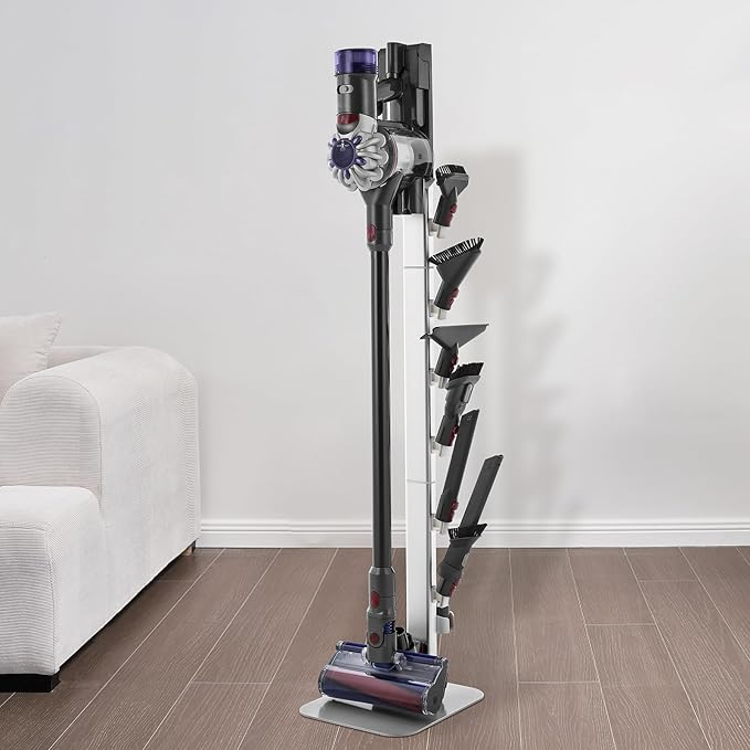 VEVOR Vacuum Stand Compatible with Dyson G5 V15 V12 V11 V10 V8 V7 V6 Series Upright Vacuums Cleaners &amp Accessories Stable Vacuum Stand Holder with 6 Hooks and Non-slip Footpads Gray
