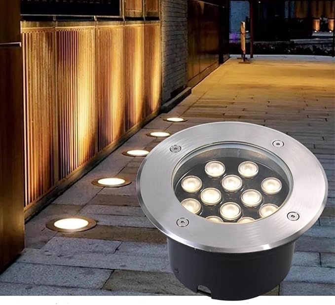 Outdoor Buried LED Landscape Lights - IP66 Waterproof Recessed Spotlights 24V Round Garden Underground Lights (Blue &amp Green 15W)