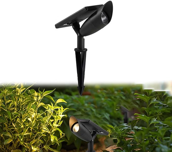 Solar SpotlightOutdoor Waterproof Led Lighting Waterproof Graden LightsSolar Landscape Spotlight Ground Lamp for Lawn Trees Flag Garden Pond Pathway Pool Area Warm Light
