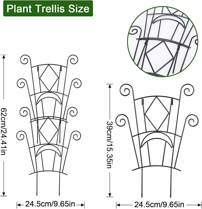 Garden Trellis - Metal Climbing Plants Garden Support | Pothos Stakes - for Indoor Outdoor Balcony Vines Pothos Monstera Ivy Clematis