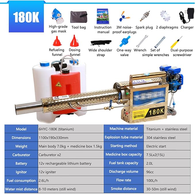 Portable Pulse Jet Thermal FoggerPulse Jet Thermal Fogger Electric Sprayer Aerosol Atomizer for Indoor and Outdoor Agricultural Sprayer180k