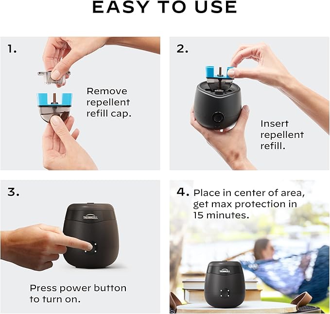 Thermacell E-Series Rechargeable Mosquito Repeller with 20’ Mosquito Protection Zone Bug Spray Alternative Scent Free