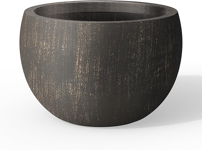 Kante 19.9 Dia Round Concrete Planter Outdoor/Indoor Large Bowl Plant Pots with Drainage Hole and Rubber Plug for Garden Patio Balcony Home Oil Rubbed Bronze