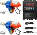 UYGALAXY Greenhouse Film Roll Up Motors Kit with Limit Switch (2 Pack) + Intelligent Thermostat Controller Electric Box (AC110V to DC24V) for Top Greenhouse Ventilation Automatic Venting
