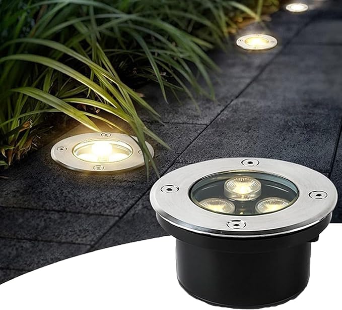 Outdoor Led Landscape Lamp - Led Buried Lights Ip67 Waterproof Recessed Led Spotlight Round Recessed Lawn Light Led Ground Floodlights for Garden Patio Driveway Step-