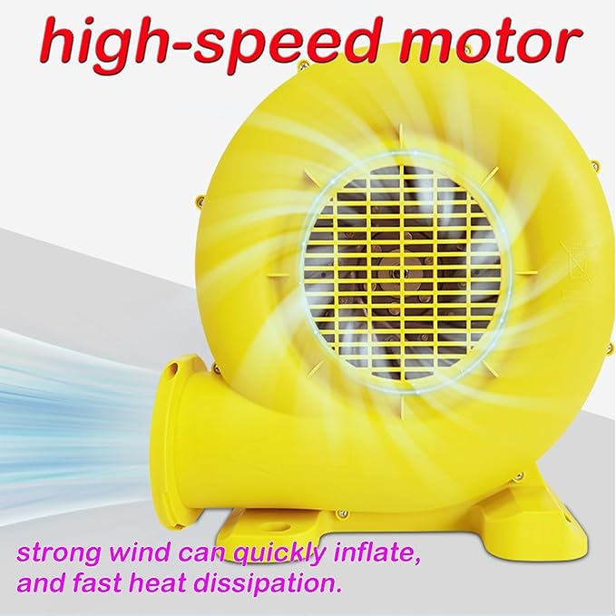 INTBUYING 380W Inflatable Blower 0.5HP 110V-120V Air Blower for Inflatables PP Flame Retardant with High-Speed Motor and Stable Base for Camping Wedding Party Backyard