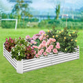 Galvanized Tall Raised Garden Bed Kit Oval Large Planting Box Rubber Strip Edging for Vegetables Outdoor Silver 6×3×1ft