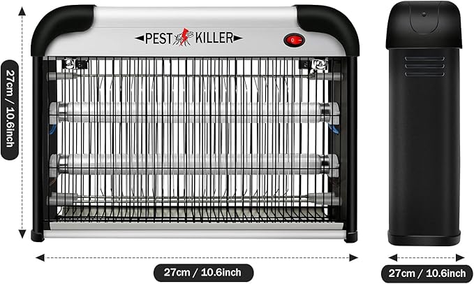 Indoor Electric Bug Zapper 2800V Powerful Flying Insect Mosquito Killer w/ 20W Blue Light Attract Plug-in Pest Control Machine for Moth Fruit Fly Fungus Gnat Garage Bug Catcher/Eliminator/Trap