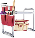Foldable Garden Kneeler and Seat 2 in 1 Heavy Duty Garden Stool Portable Gardening Knee Seat with Pad &amp Tool Bag Sturdy Garden Kneeling Bench for Weeding Planting Supports Up to 400lbs