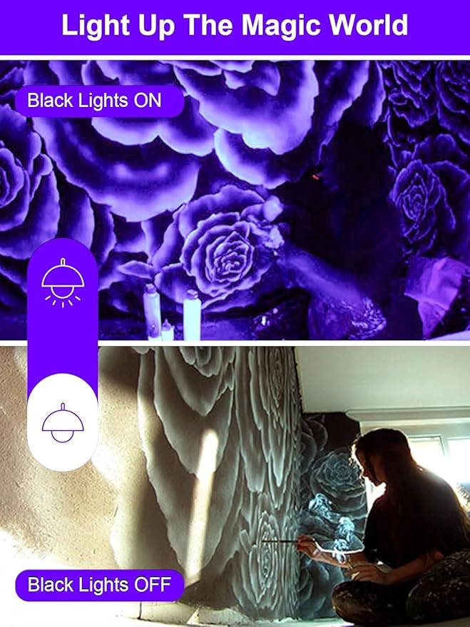 ZUCKEO Halloween Outdoor Black Light Spotlight LED Blacklight 15W Dusk to Dawn Landscape Spot Lights with US Plug for Glow Party Body Paint Fluorescent Yard Garden Decor(4Pack)