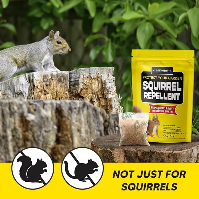 Squirrel Repellent Outdoor Chipmunk Repellent Outdoor Chipmunk and Squirrel Repellent Outdoor Keep Squirrels Away from Attic/Car/Bird Feeders Squirrel Repellent Pouches 8P