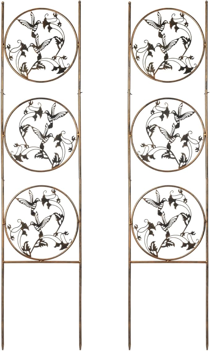 SUNNYPARK Set of 2 Hummingbird Metal Garden Trellis for Climbing Plants Decorative Vegetables Flowers Vine Trellis for Outdoor Patio 55'' H x 12.4'' W