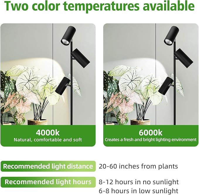 90W Dimmable Full Spectrum COB LED Triple-Head Grow Light Adjustable Height (43-83) 6/8/12H Timer High CRI Daylight 6000K – Indoor Standing Floor Lamp for Plants (Warm White 90W)