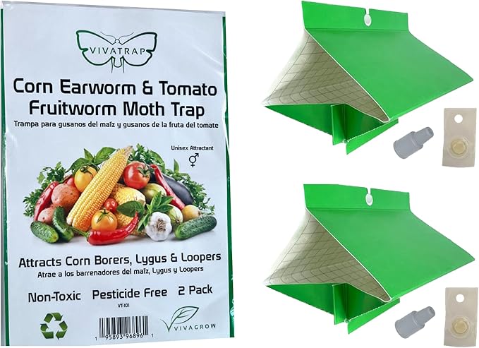 VivaTrap VT-101 Corn Earworm + Tomato Fruitworm Moth Trap &amp Lure (2 Pack 8 Week)