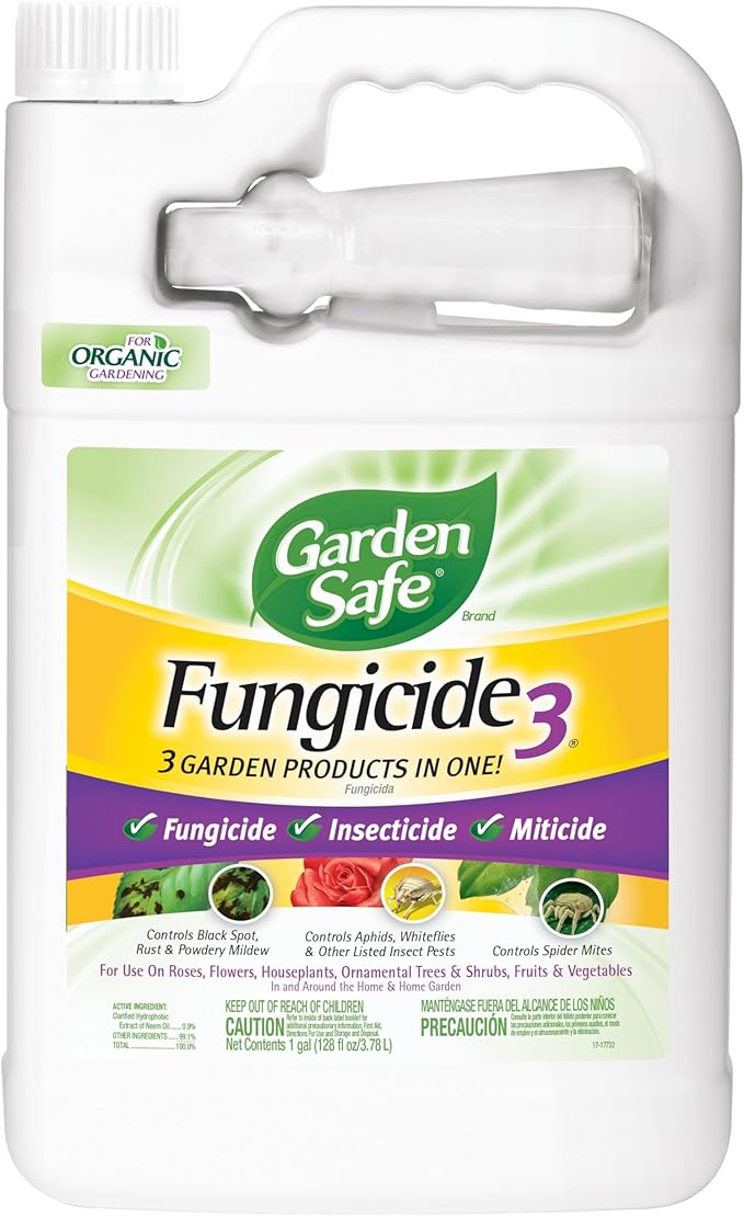 Garden Safe Fungicide 1 Gallon With Neem Oil Extract To Control Black Spot Rust Powdery Mildew Aphids Spider Mites Whiteflies Mites On Flowers Houseplants Fruits And Vegetables 4 Pack