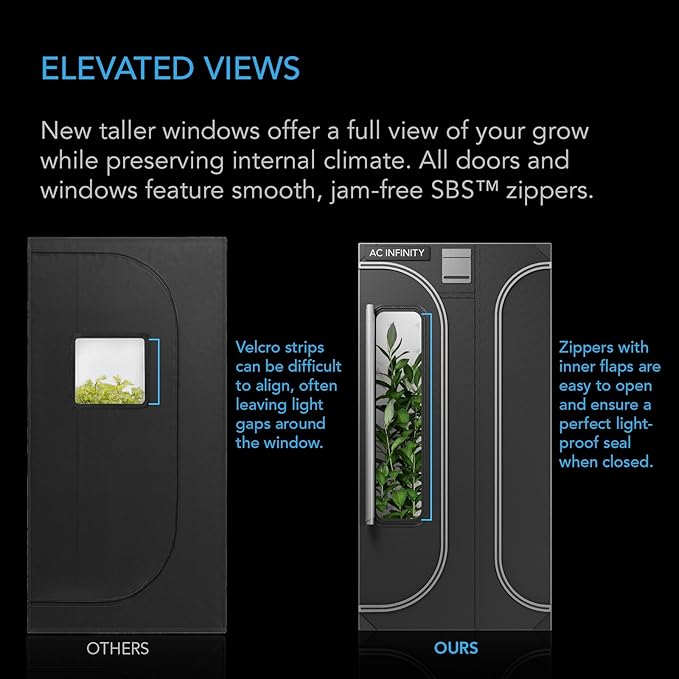 AC Infinity CLOUDLAB 743D 2-in-1 Advance Grow Tent 3x2 Thickest 1 Poles 2000D Mylar Canvas Lab-Tested Highest Reflectivity Largest Zipper Window Controller Mount Plate 48” x 36” x 72” Indoor Grow