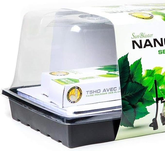 SunBlaster SL1600207 T5HO Mini Greenhouse Kit with Light Stand &amp Double-Thick Tray for Flowers Herbs and Veggie Seed Starting or Plant Propagation