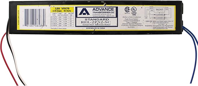 Advance REL2P32SC35I - 2 Lamp Fluorescent Ballast - F32T8 - 120 Volt - Instant Start - 0.88 Ballast Factor