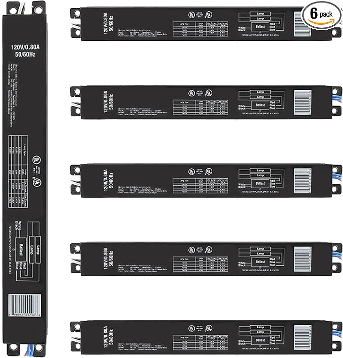 OHLECTRIC Ballast T8 2-Lamp (6-Pack) Replacement for Robertson ISU232T8120 Electronic Fluorescent Ballast for 1 or 2 T8 Fluorescent Lamps Between 17W-32W or 1 F40T8 Lamp Instant Start 120V
