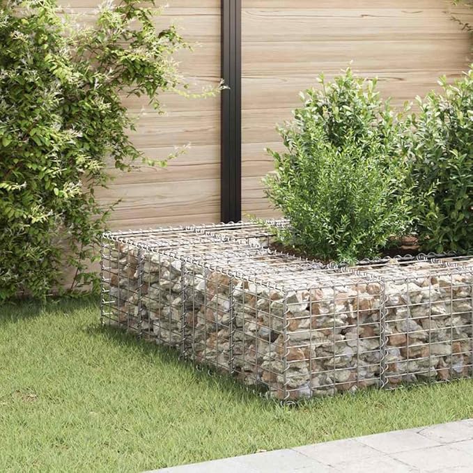 Steel Wire Cube Gabion Raised Bed Outdoor Patio Lawn Flower Plant Bed Planter Border Garden Stone Basket Cage Retaining Wall 15.7x15.7x15.7-897