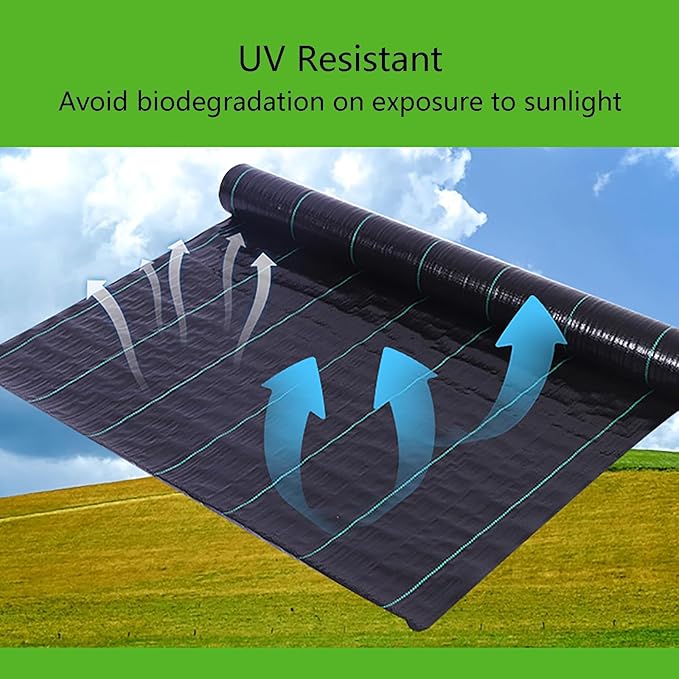 Weed Control Membrane UV Stabilised Weed Barrier Fabric Ground Cover Membrane High Tensile Strength Weed Matting for Artificial Grass Patios Paths Flower Beds(1 * 100m)