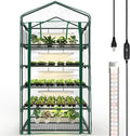 Bstrip Indoor Greenhouse with Grow Light 5-Tier Large Green House 5Pcs Grow Lights for Seed Starting with Timer PVC Tent with Airflow Windows Indoor Greenhouse Cabinet 40.2x18.9x74.8in