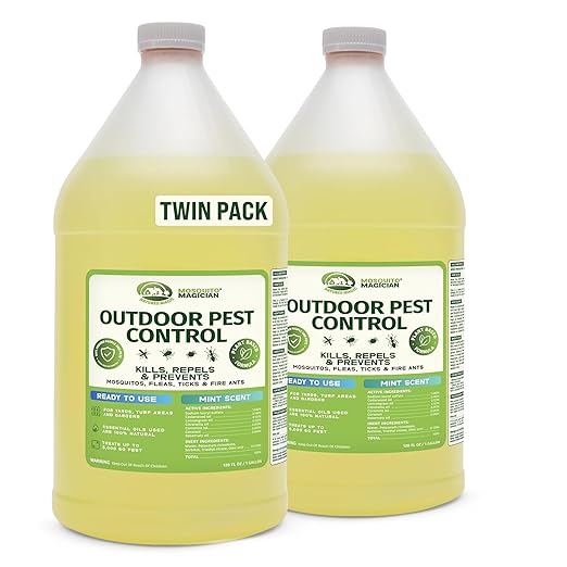 Mosquito Magician Ready to Use Liquid Solution – Kills Mosquitoes Fleas &amp Fire Ants – Use with Mosquito Foggers Sprayers &amp Misting Systems – Pet &amp Yard Safe for Lawns Patios Outdoors