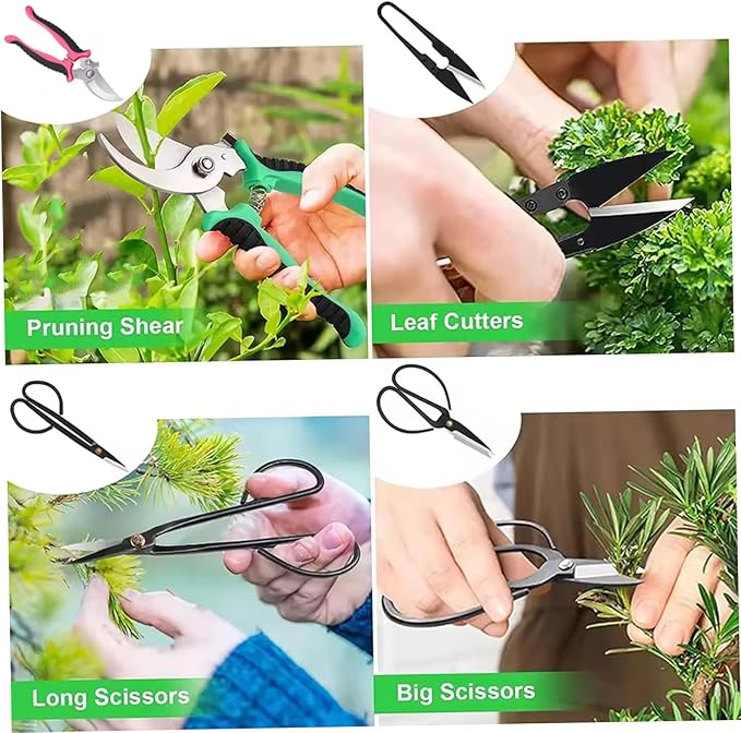 Bonsai Tool Kit High Carbon Steel Bonsai Tools Set Include Pruning Shears Scissors Trowel Rake PU Leather Bag and More Portable Garden Tool Set