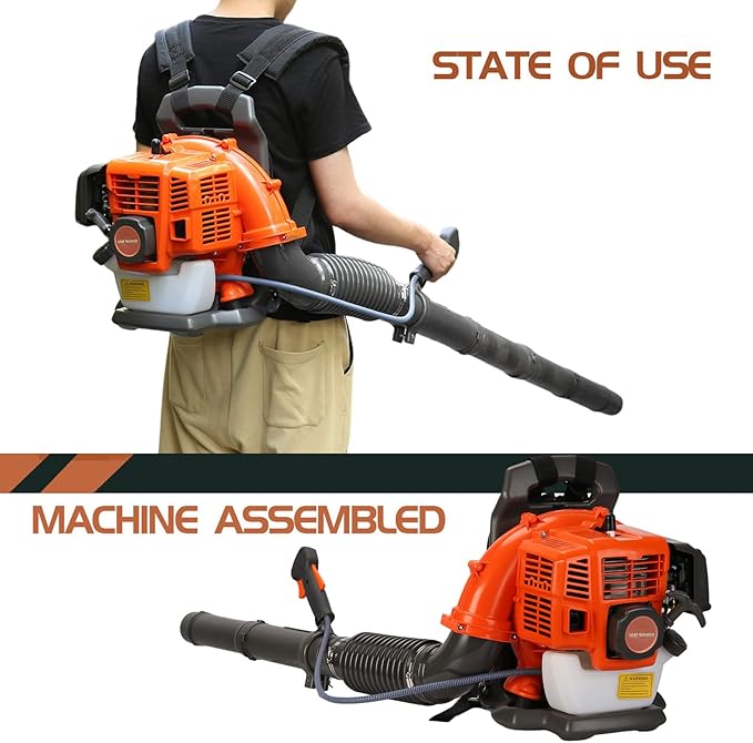 Backpack Gas Powered Leaf Blower 52CC 550CFM 2-Stroke Grass Lawn Blower Air Cooling Gasoline Backpack Grass Blower with Air-Cooled Snow Blower for Garden Care