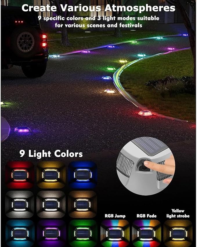 Solar Underground Lamps - Outdoor Embedded Courtyard Lawn Lights with Floor Socket LED Landscape Lighting Walkway Warning Step Light IP65 Waterproof Solar Deck Lights(4PCS(0.3W-2V))